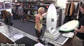 Pawnshop gay boss fucks customer in ass in missionary