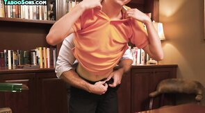 Rimmed stepson fucked by muscled hairy stepdad in offic