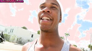 Doggystyled BBC gay fucked outdoor in asshole by white