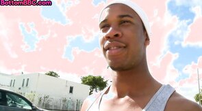 Doggystyled BBC gay fucked outdoor in asshole by white