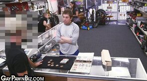 Gay pawnshop customer fucked in 3some by bosses in anal