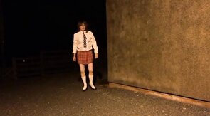 sissy schoolgirl cathy goes outside