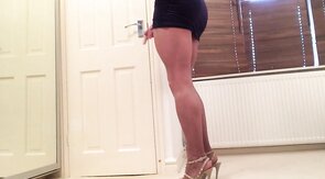 Cumshot in blue dress.