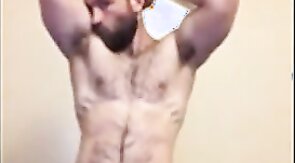 Hung and hairy British hunk wanking