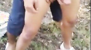 3 Asian boys having fun in woods (1'03'')