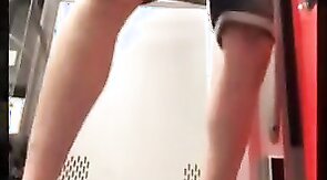 Exhibition Twink jerks off in a train