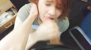 Pretty trans girl takes a facial