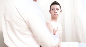 Tiny bottom twink barebacked by hunk doctor after exam