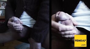 Cumshot in split screen