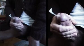 Cumshot in split screen