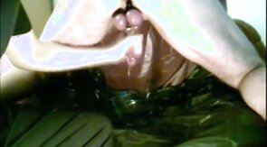 Me milking a big pierced straight cock into a bowl