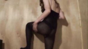 Sexy Crossdresser in Black Bodystocking