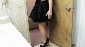 Sissy Ray in Purple Corset and Black Maids Skirt