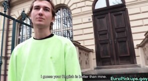 Euro pickedup gayboy sitting on POV cock with his hairy