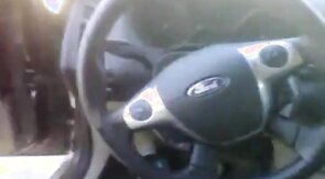 Bear in thigh high nylons jerking off in the car at the park