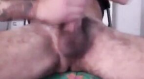 Hairy guy with big dick jerks off