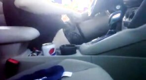 Bear in thigh high nylons jerking off in the car at the park