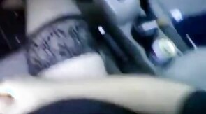 Bear in thigh high nylons jerking off in the car at the park