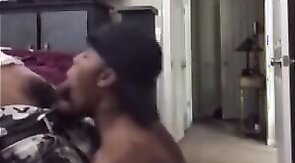 Black Thug Gives Head to His Homie and Swallows His Cum