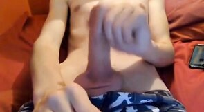 Young boy cum show on webcam