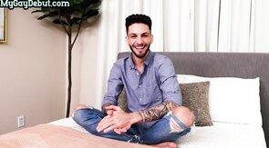 Pierced and inked skinny stud wanks cock and cums on ca