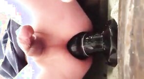 Shaved twink double bang ass streching