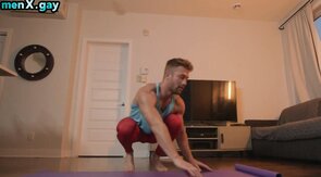 Gay dirty dudes enjoy fucking in threesome in anal hole