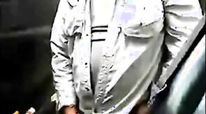 Mature beard dad jerks his cock by his truck outside