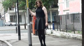 Sexy Transvestite masturbating out side the post office