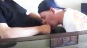 Swallowing cum from my friend again