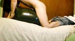 Inflated garbage bag humping cum