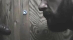 BBC Getting Sucked Through Glory hole & Swallows Cum