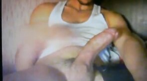 hot arab guy jerking his huge hung thick cock