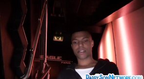 Blindfold stud in cage fucks Black ass after getting su