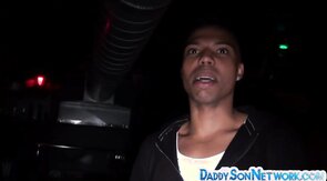 Blindfold stud in cage fucks Black ass after getting su