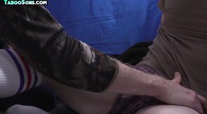 Military stepdaddies fuck twinks in orgy under tent