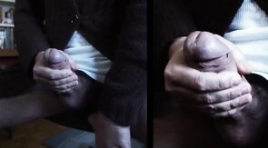 Cumshot in split screen