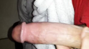 jerking  off my big cock  and cumming hard