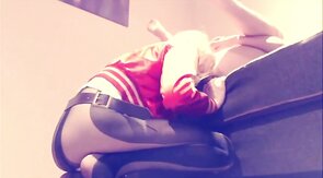 Degraded Harley Quinn crossdresser gives slutty rimjob