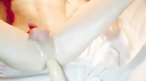 Slim Oiled Twink Puts A Giant Dildo Up His Ass