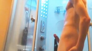 Cute Russian with big cock in shower