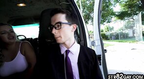 Tricked str8 college twink gets jizzed on hairy ass by