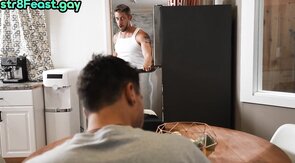 Straight jock fucks skinny twink after BJ in kitchen