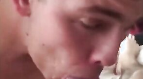 Twink sucks cock