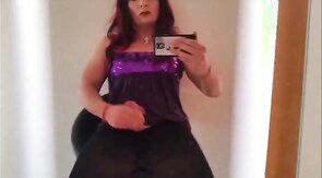 Crossdresser like a girly play with dildo, masturbating +cum