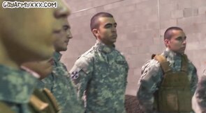 Army stud gets fucked by military elder in shower after