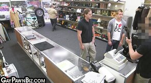 Amateur gaypawn fucked in stockroom 3way till cumshot