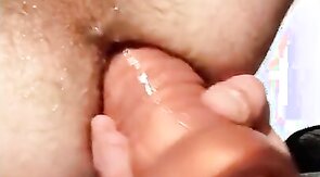 Twink playing. Deep anal with squarepeg long worm