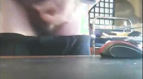 old bearded grandpa shooting his load