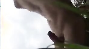 Exhibition College boy jock strips jerks and cum outside